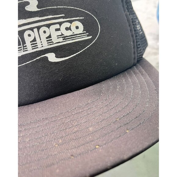Vintage Pipeco Black Snapback Cap Trucker Hat Construction Irrigation Distressed - Picture 6 of 13